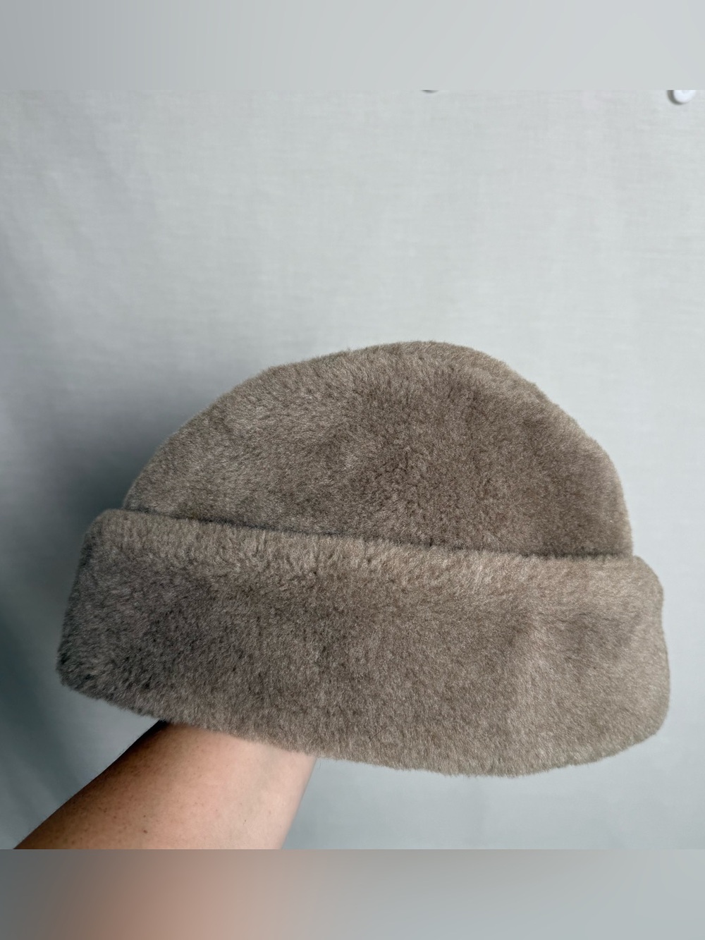 Vintage Union Made USA Faux Fur Cloche Bucket Hat  XL Taupe Brown Winter